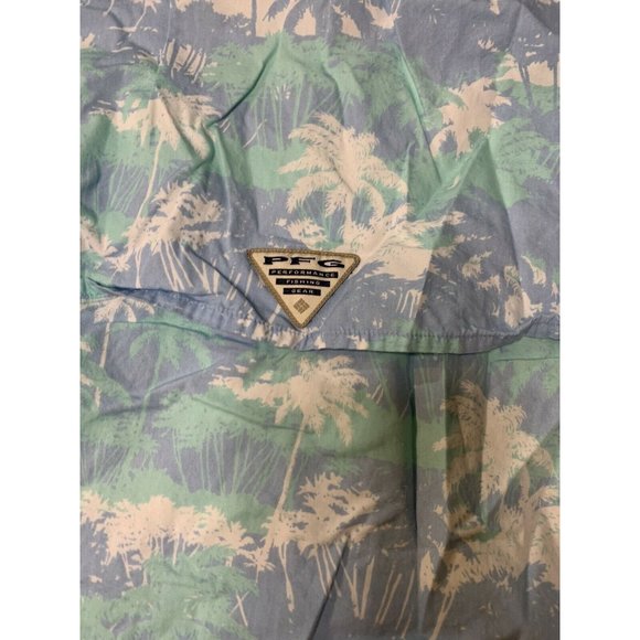 Columbia PFG Palm Tree Print Short Sleeve Vented Button Up Shirt Men's Size L - Picture 6 of 6